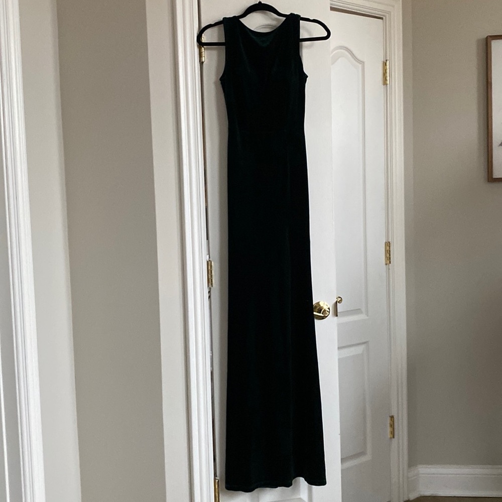 Hunter green velvet gown
